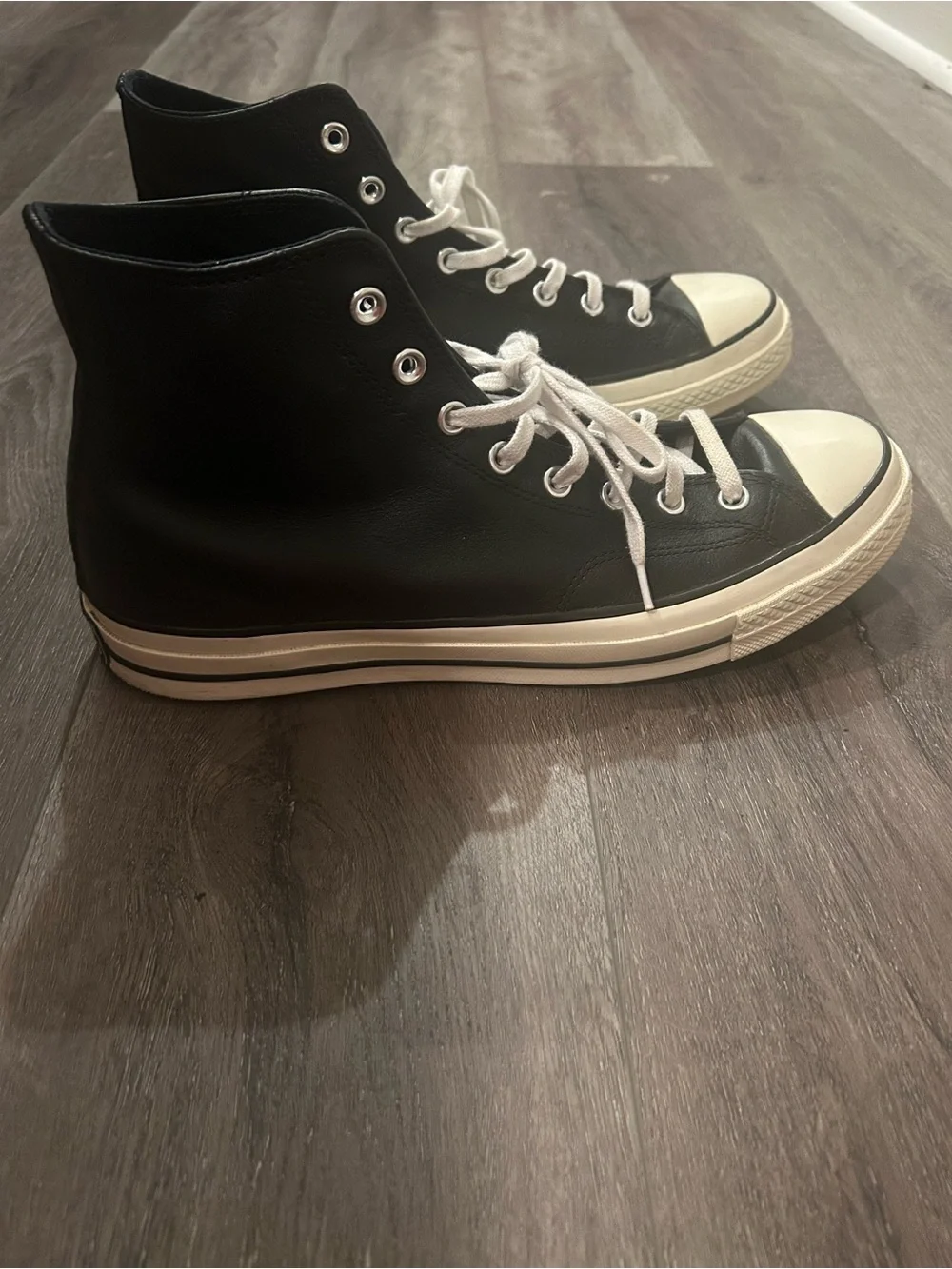 Men's Black Leather Converse All Star High Top Size 11.5